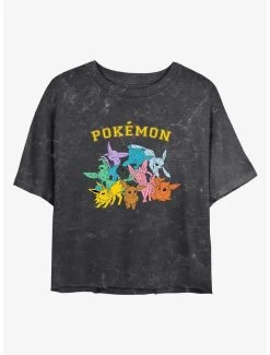 Flash Sale 😍 Boxlunch Pokemon Gotta Catch Eeveelutions Mineral Wash 👩 Womens Crop T-Shirt 💯