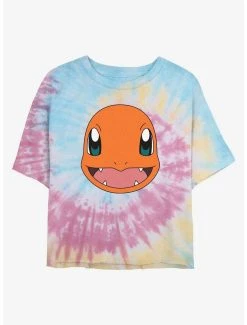 Outlet 💯 Boxlunch Pokemon Charmander Face Tie-Dye 👩 Womens Crop T-Shirt 💯