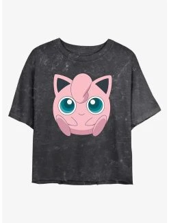 Buy ⭐ Boxlunch Pokemon Jigglypuff Face Mineral Wash 👩 Womens Crop T-Shirt ❤️