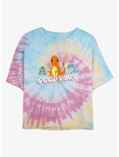 Cheap 🔥 Boxlunch Pokemon Good Vibes Starters Tie-Dye 👩 Womens Crop T-Shirt 👍