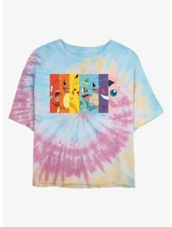 Outlet 👍 Boxlunch Pokemon Rainbow Faces Tie-Dye 👩 Womens Crop T-Shirt 😀