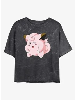 Deals 🎉 Boxlunch Pokemon Clefairy Pose Mineral Wash 👩 Womens Crop T-Shirt 😉
