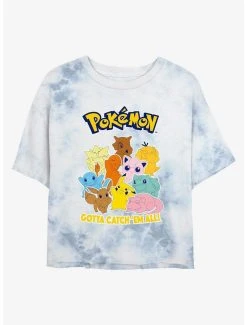 Budget 🛒 Boxlunch Pokemon Catch 'Em All Tie-Dye 👩 Womens Crop T-Shirt 🤩