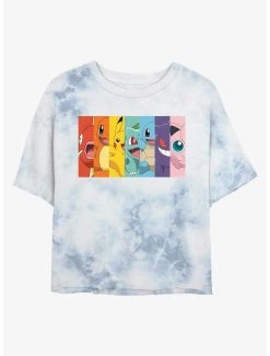 Coupon ✨ Boxlunch Pokemon Rainbow Faces Tie-Dye 👩 Womens Crop T-Shirt ✔️