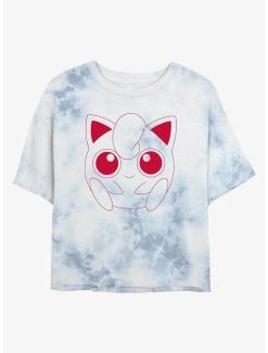 Promo 🌟 Boxlunch Pokemon Jigglypuff Outline Tie-Dye 👩 Womens Crop T-Shirt 🔥