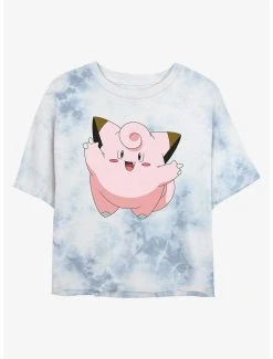 Cheapest 👏 Boxlunch Pokemon Clefairy Tie-Dye 👩 Womens Crop T-Shirt 👍
