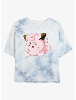 Best deal 🛒 Boxlunch Pokemon Clefairy Pose Tie-Dye 👩 Womens Crop T-Shirt 👏