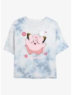 Hot Sale 🤩 Boxlunch Pokemon Clefairy Fairy Dance Tie-Dye 👩 Womens Crop T-Shirt 🤩