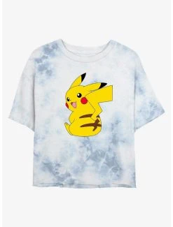 Promo 💯 Boxlunch Pokemon Cheeky Pikachu Tie-Dye 👩 Womens Crop T-Shirt 🧨