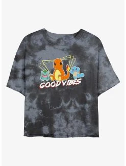 Brand new 👍 Boxlunch Pokemon Good Vibes Starters Tie-Dye 👩 Womens Crop T-Shirt 😍