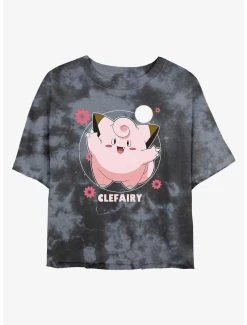 Cheapest ✔️ Boxlunch Pokemon Clefairy Fairy Dance Tie-Dye 👩 Womens Crop T-Shirt 🧨