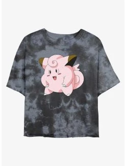Coupon ⭐ Boxlunch Pokemon Clefairy Pose Tie-Dye 👩 Womens Crop T-Shirt 🥰