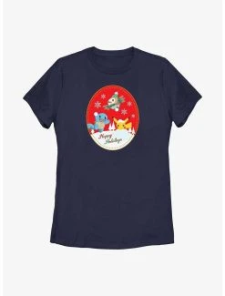 Discount 🔥 Boxlunch Pokémon Holiday Badge Squirtle, Rowlet And Pikachu 👩 Womens T-Shirt 🌟