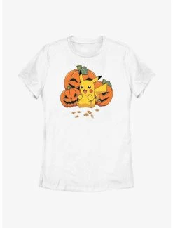 Budget 😍 Boxlunch Pokémon Pumpkins And 🍬 Candy Corn Pikachu 👩 Womens T-Shirt 🧨