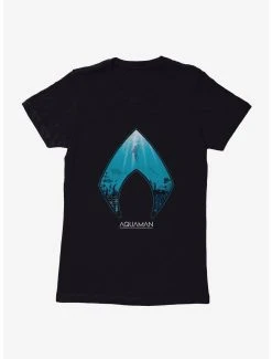 Buy ✨ Boxlunch DC Comics Aquaman Icon Sea Background 👩 Womens T-Shirt 🔔