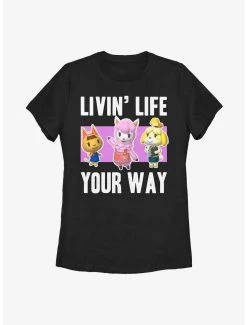 Deals ⌛ Boxlunch Nintendo Animal Crossing Living Life 👩 Womens T-Shirt ❤️